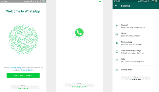 Nuevo pie de página de WhatsApp con el logo rediseñado de Facebook. | Foto: WABetaInfo