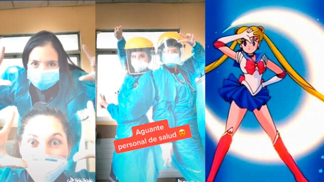 Desliza las fotografías para ver la peculiar parodia que hicieron dos doctoras al estilo de Sailor Moon. Foto: Camila Figueroa/TikTok
