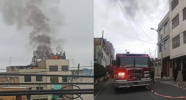 Incendio ocurrió en el quinto piso del inmueble, ubicado detrás del centro de Salud de Bolognesi en Tacna. Fotos: Cortesía.