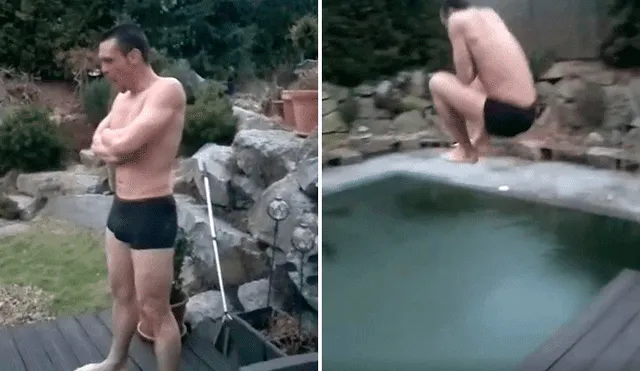 Facebook: Se lanzó a piscina congelada y sufrió terrible golpe [VIDEO]