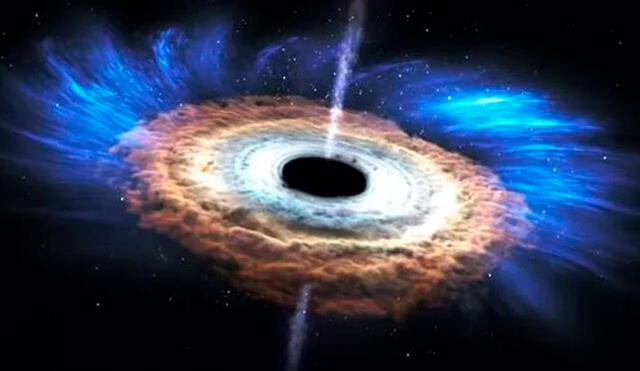 Representación de un agujero negro creada por la NASA.