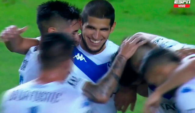 Luis Abram anotó el 3-1 de Vélez ante Deportivo Cali por la Copa Sudamericana 2020. Foto: captura ESPN.