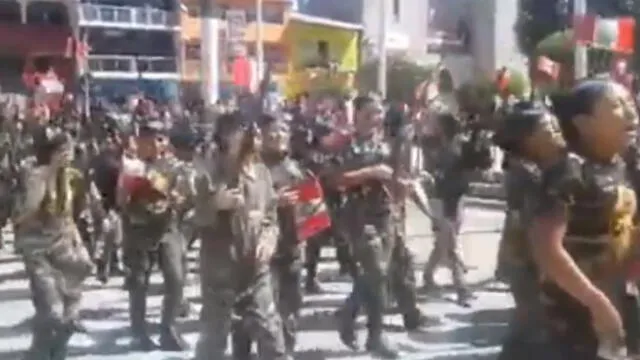 Fiestas Patrias: niños vestidos de militares marchan contra la corrupción [VIDEO]