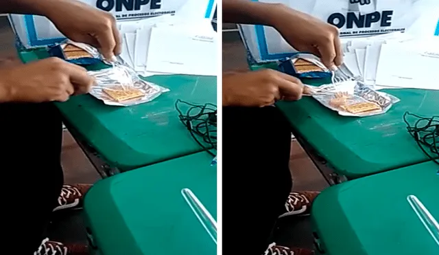 Vía Facebook: risas por miembro de mesa que se grabó usando cubiertos para comer 'almuerzo' de la ONPE [VIDEO]