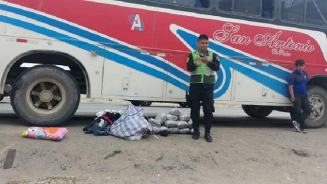 Áncash: PNP halló 21 paquetes de marihuana en bus interprovincial en Nuevo Chimbote