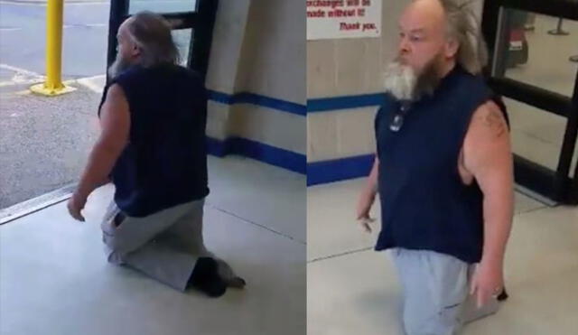  En Facebook, hombre camina de rodillas en supermercado porque le impidieron usar silla de ruedas [VIDEO]