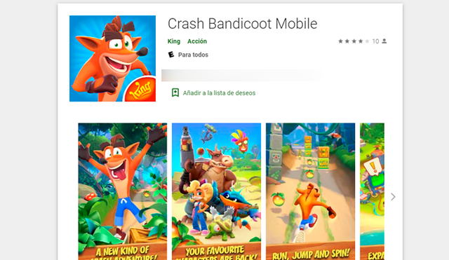 Crash Bandicoot Mobile apareció sorpresivamente en algunas regiones del mundo como descarga para Google Play .