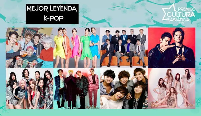 Todos los nominados a mejor leyenda K-pop de los PCA 2020. Foto: composición La República