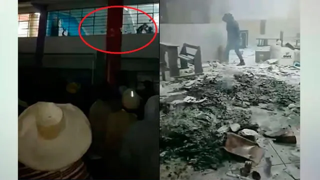 Elecciones 2018: queman y destruyen material electoral en colegio de Cajamarca [VIDEO]