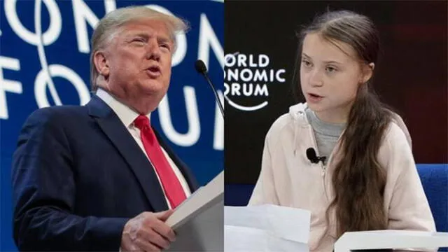 Polémico encuentro de Donald Trump y Greta Thungber en Davos 2020. Foto: difusión.
