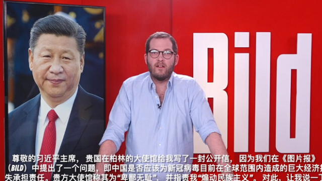Editor del diario Bild envío una carta abierta al presidente de China por el coronavirus. Foto: Captura Video.