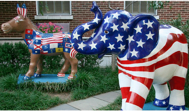 El burro y el elefante representan a los dos partidos políticos más grandes de Estados Unidos. Foto: AFP