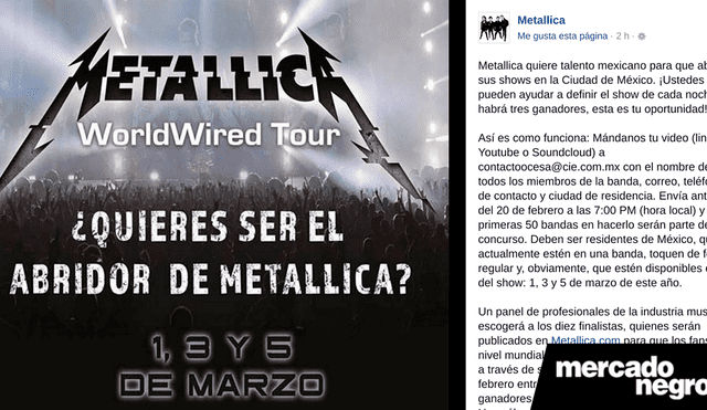 Metallica lanza campaña que busca teloneros en su gira