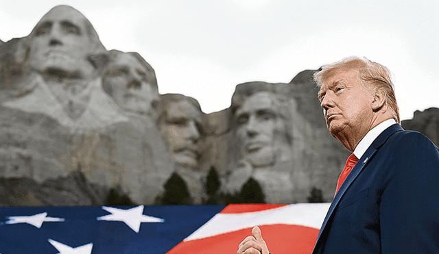 Defiende Legado. Donald Trump inauguró el evento público del 4 de julio al pie del histórico Monte Rushmore. (AFP)