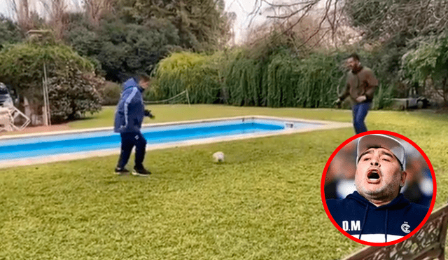 Diego Maradona volvió a tocar un balón en plena rehabilitación contra el alcohol. (FOTO: Composición La República).