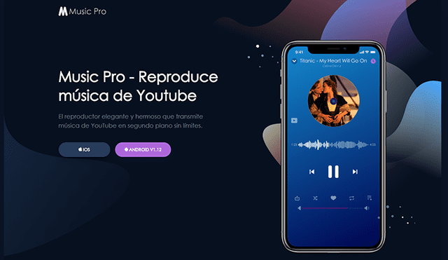 Music Pro es un reproductor de música de YouTube.