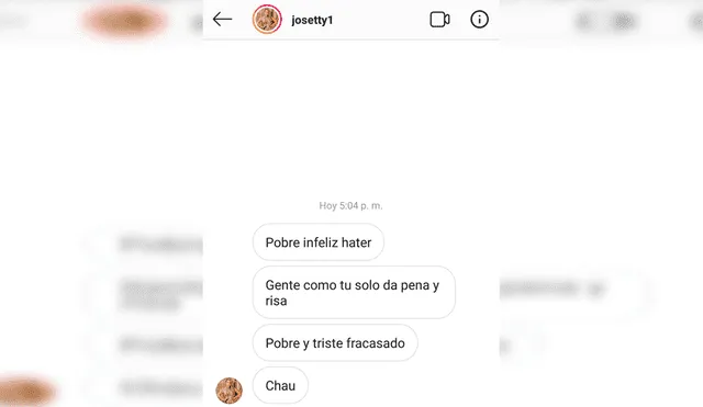 Josetty Hurtado llama “pobre” y “fracasado” a usuario que la criticó en Instagram