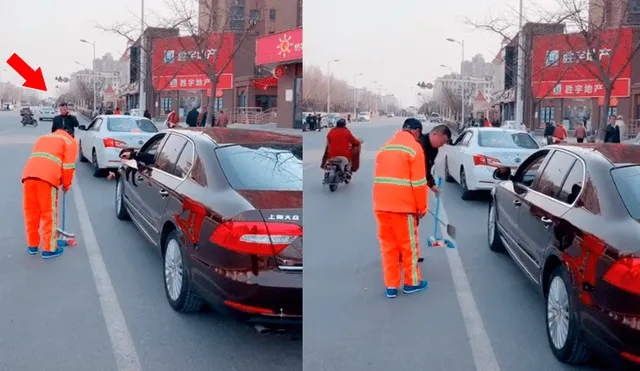 Facebook: La épica lección que este hombre y un obrero de limpieza le dieron a un mal conductor [VIDEO]