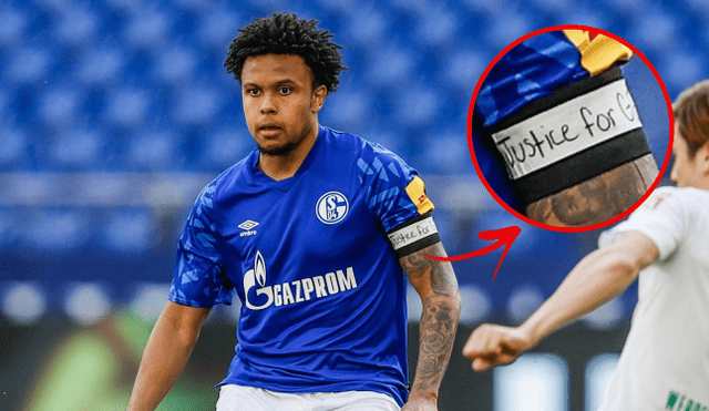 Weston McKennie, futbolista del Schalke 04, luciendo la cinta sobre su camiseta. Foto: Eurosports