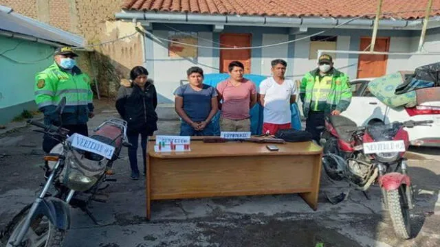 Son sospechosos de perpetrar robos en selva de Puno. Foto: PNP