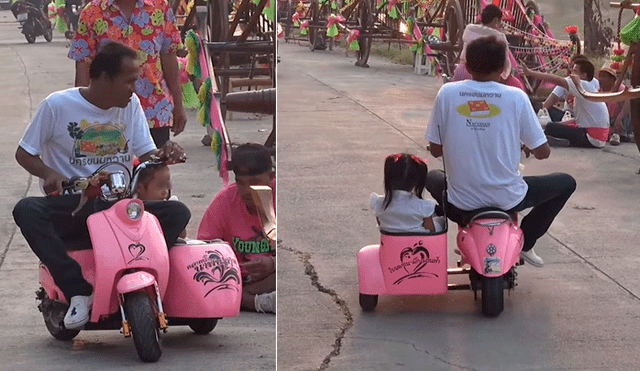 Facebook Viral: padre e hija enternecen a usuarios por su tierno paseo en una diminuta moto [VIDEO]