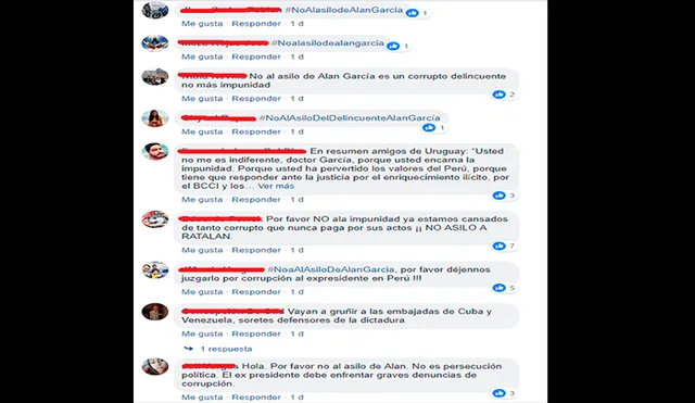 Facebook: peruanos llenan de comentarios la página del gobierno de Uruguay contra asilo a Alan García [FOTOS] 