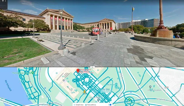 Desliza las imágenes para ver el lugar exacto en el que se filmó esta icónica escena de Rocky con Sylvester Stallone. Foto: captura de Google Maps