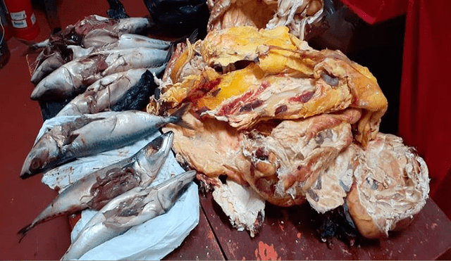 Fueron 5 kilos de pescado y pollo decomisado en estado de descomposición.