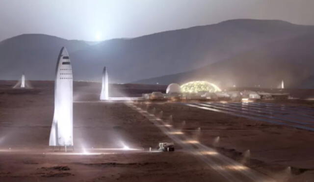 Ilustración artística de los vehículos de SpaceX, empresa que llevará la primera tripulación a Marte | Foto: SpaceX