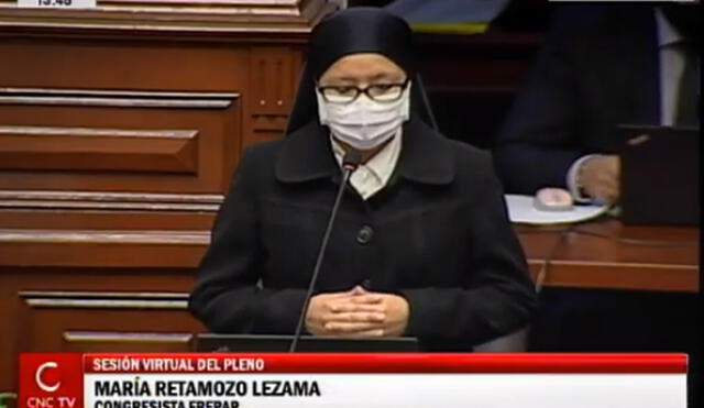 Congresista María Retamozo, del Frepap.