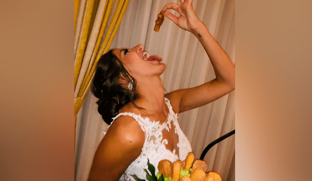 Facebook viral: dama de honor le regala ‘ramo de nuggets’ a novia y ella hace lo más insólito durante su boda. Foto: Jenna Spertz
