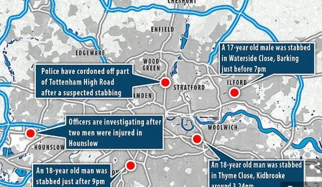 Baño de sangre en Londres: seis apuñalados en una sola noche [FOTOS]