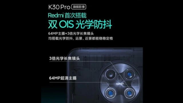 El Xiaomi Redmi K30 Pro tendrá doble de 64 megapíxeles.