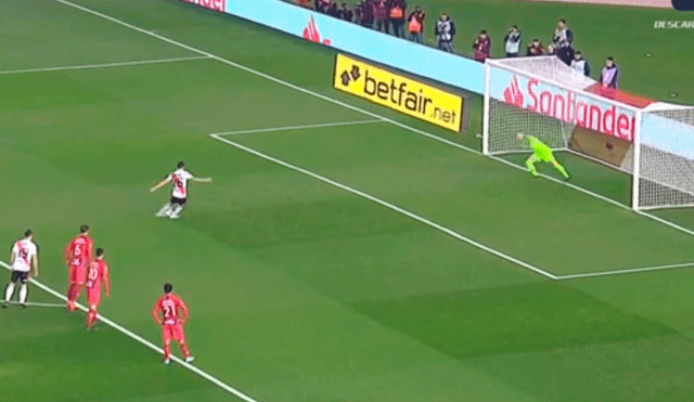 Ignacio Fernández abrió el marcador en el River Plate vs. Cerro Porteño por la ida de los cuartos de final de la Copa Libertadores 2019. | Foto: Fox Sports