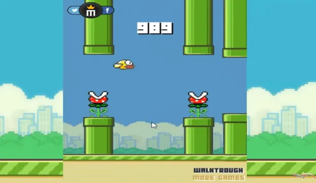 Desliza para ver cómo termina 'Flappy Bird'. Foto: Captura.