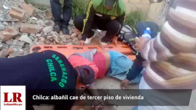 Chilca: albañil cae de tercer piso de vivienda [VIDEO]