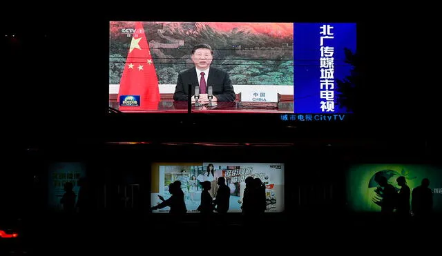 Xi Jinping durante su mensaje grabado a la 75 Asamblea General de la ONU, que por primera vez no se realizó en pleno en su sede por la pandemia del coronavirus. Foto: AFP