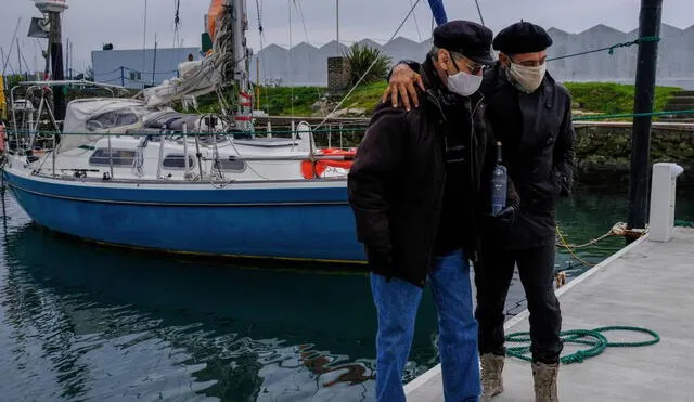 El navegante logró encontrarse con su papá en Mar del Plata. Foto: Diego Izquierdo/Télam