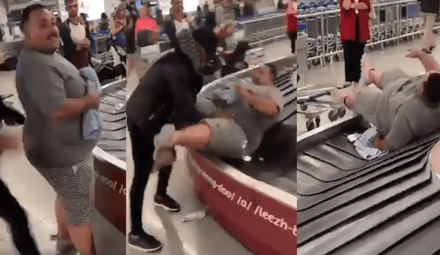 Video es viral en Facebook. El hombre esperaba su maleta tranquilamente, sin sospechar que sería víctima de una broma sumamente cruel. Foto: Captura.
