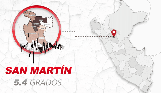 Sismo de magnitud 5.4 se registró en San Martín este domingo. Foto: Composición GLR