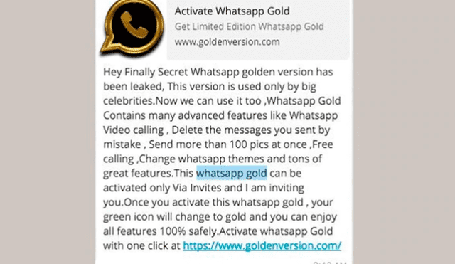 WhatsApp ‘Gold’: descubre porqué no debes descargar esta nueva versión 
