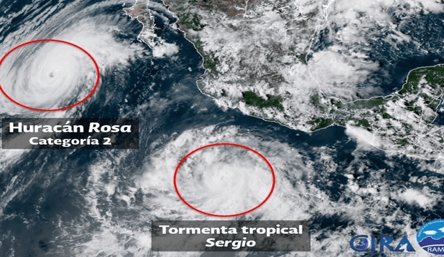 México: huracán Rosa y tormenta Sergio dejarán intensas lluvias
