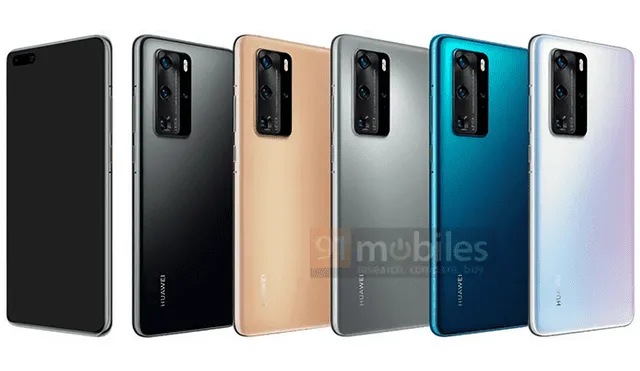 Nuevas imágenes revelan los colores que tendrá la nueva serie Huawei P40. | Fuente: 91mobiles