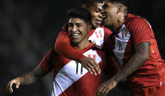 Luis Iberico celebrando su segundo gol en siete partidos con la selección peruana. Foto: Selección peruana/Twitter