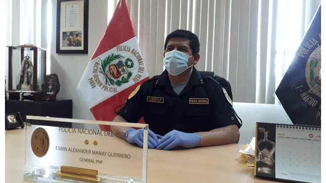el jefe de la I Macro Región Policial de Piura, general Eswin Manay