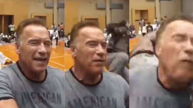 Arnold Schwarzenegger fue atacado por la espalda con una patada voladora [VIDEO]