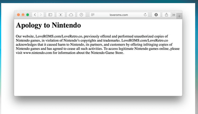 Nintendo demandó a Loveretro.co