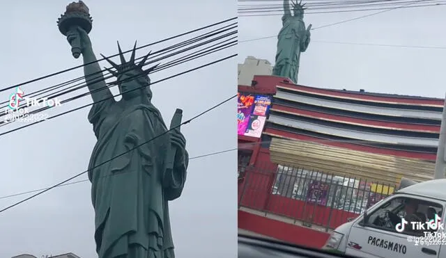 Esta estatua se encuentra en un casino ubicado en la avenida Pershing. Foto: composición LR / TikTok / @lg222022