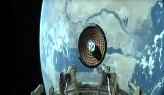 Momento en que el platillo LOFTID es enviado a la Tierra. Fotocaptura: NASA