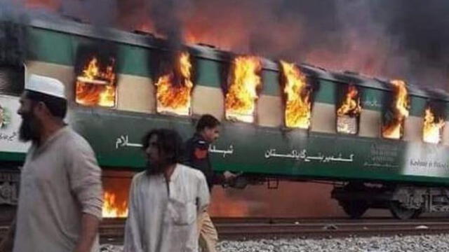 Tragedia en Pakistán: Mueren 71 personas por explosión de un balón de gas en un tren [VIDEO]